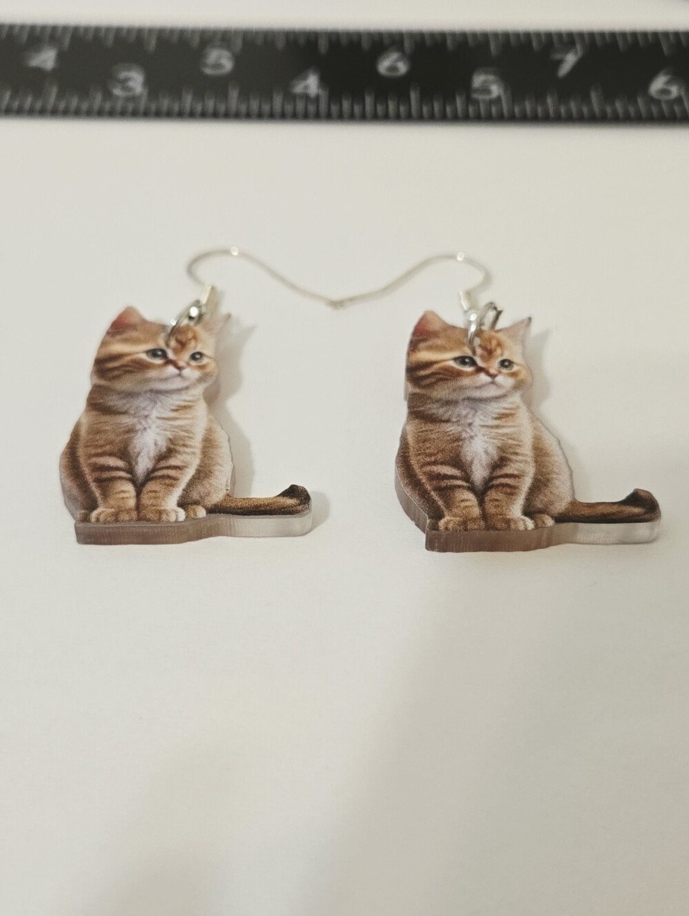 Pretty Orange Cat Tabby Kitten Dangle Earrings - Picture 13 of 16